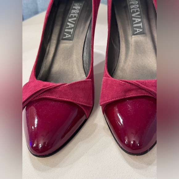 ❌SOLD❌PREVATA Shoes High Heel Suede Patent Leather 🎀 Bow Red Shoes Size 7.5 B - Picture 3 of 10